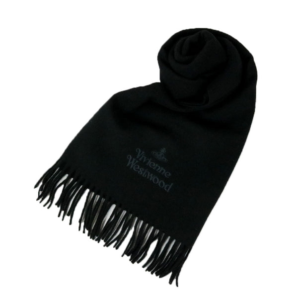 ヴィヴィアンウエストウッド VIVIENNE WESTWOOD マフラー ストール オーブロゴ 刺繍 無地 メンズ レディース N401-BLACK ブラック